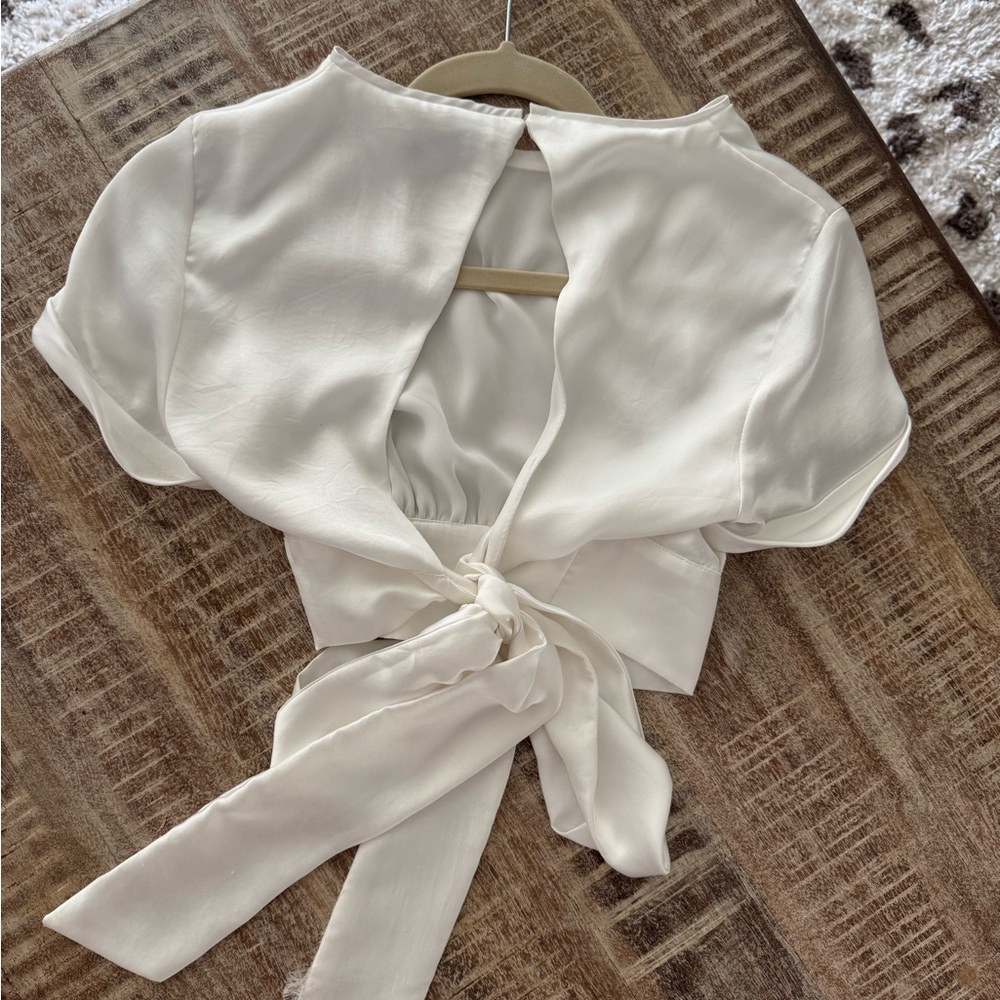 Zara Satin Open Back Crop Top. Small